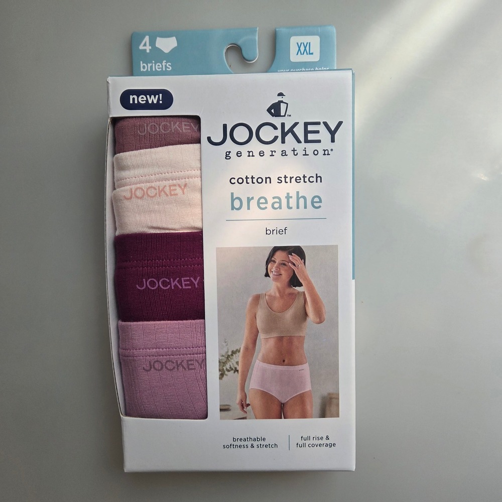 Jockey Generation Cotton Stretch Breathe Brief Underwear 4-Pack Pink Purple XXL‎